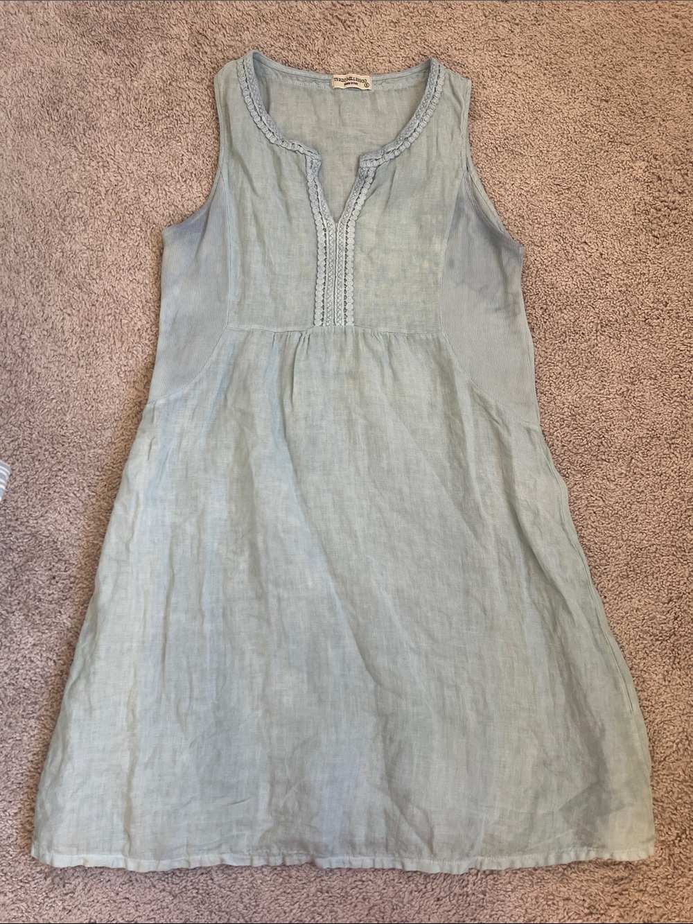 Terzo millenio Italian linen blue dress cover up made in Italy small